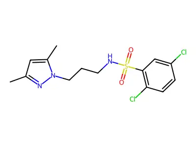 2,5-dichloro-N-[3-(3,5-dimethylpyrazol-1-yl)propyl]benzenesulfonamide structure