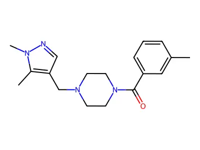[4-[(1,5-Dimethylpyrazol-4-yl)methyl]piperazin-1-yl]-(3-methylphenyl)methanone structure
