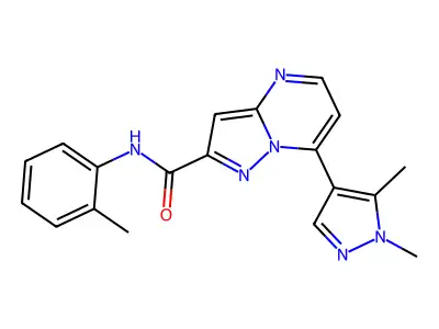 7-(1,5-dimethyl-1H-pyrazol-4-yl)-N-(2-methylphenyl)pyrazolo[1,5-a]pyrimidine-2-carboxamide structure