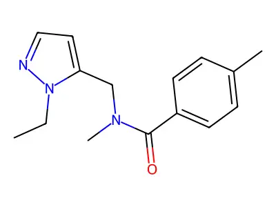 N-[(2-ethylpyrazol-3-yl)methyl]-N,4-dimethylbenzamide structure