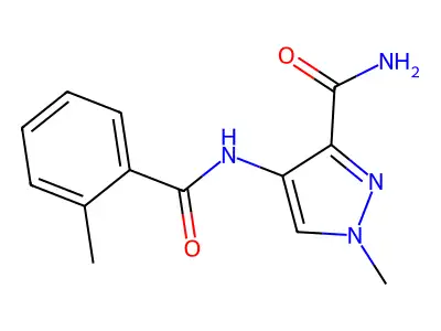 1-Methyl-4-[(2-methylbenzoyl)amino]-1H-pyrazole-3-carboxamide structure