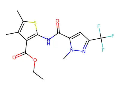 ETHYL 4,5-DIMETHYL-2-({[1-METHYL-3-(TRIFLUOROMETHYL)-1H-PYRAZOL-5-YL]CARBONYL}AMINO)-3-THIOPHENECARBOXYLATE structure