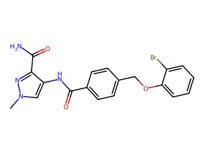 4-({4-[(2-BROMOPHENOXY)METHYL]BENZOYL}AMINO)-1-METHYL-1H-PYRAZOLE-3-CARBOXAMIDE structure