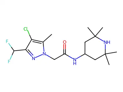 2-[4-chloro-3-(difluoromethyl)-5-methylpyrazol-1-yl]-N-(2,2,6,6-tetramethylpiperidin-4-yl)acetamide structure