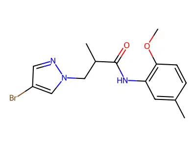 3-(4-bromopyrazol-1-yl)-N-(2-methoxy-5-methylphenyl)-2-methylpropanamide structure