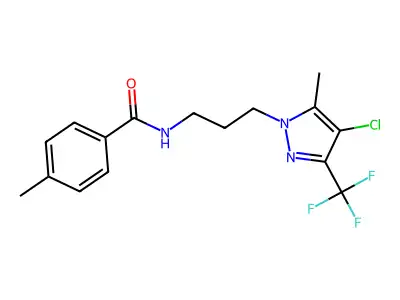 N-[3-[4-chloro-5-methyl-3-(trifluoromethyl)pyrazol-1-yl]propyl]-4-methylbenzamide structure