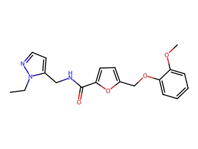 N-[(2-ethylpyrazol-3-yl)methyl]-5-[(2-methoxyphenoxy)methyl]furan-2-carboxamide structure