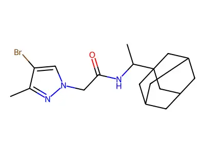 N-[1-(1-adamantyl)ethyl]-2-(4-bromo-3-methylpyrazol-1-yl)acetamide structure