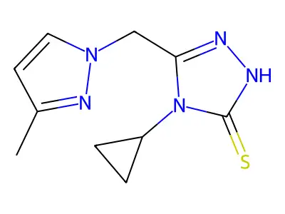 4-cyclopropyl-3-[(3-methylpyrazol-1-yl)methyl]-1H-1,2,4-triazole-5-thione structure