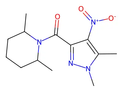 (1,5-Dimethyl-4-nitropyrazol-3-yl)-(2,6-dimethylpiperidin-1-yl)methanone structure