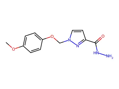 1-[(4-methoxyphenoxy)methyl]-1H-pyrazole-3-carbohydrazide structure