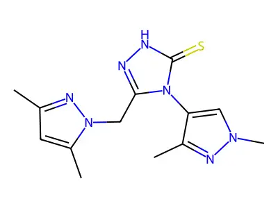 4-(1,3-dimethylpyrazol-4-yl)-3-[(3,5-dimethylpyrazol-1-yl)methyl]-1H-1,2,4-triazole-5-thione structure