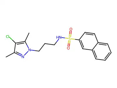 N-[3-(4-chloro-3,5-dimethylpyrazol-1-yl)propyl]naphthalene-2-sulfonamide structure