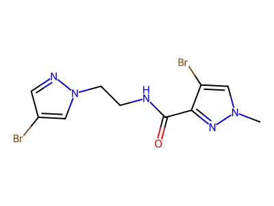 4-bromo-N-[2-(4-bromopyrazol-1-yl)ethyl]-1-methylpyrazole-3-carboxamide structure
