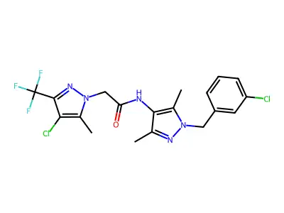 2-[4-chloro-5-methyl-3-(trifluoromethyl)pyrazol-1-yl]-N-[1-[(3-chlorophenyl)methyl]-3,5-dimethylpyrazol-4-yl]acetamide structure
