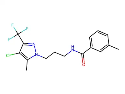 N-[3-[4-chloro-5-methyl-3-(trifluoromethyl)pyrazol-1-yl]propyl]-3-methylbenzamide structure
