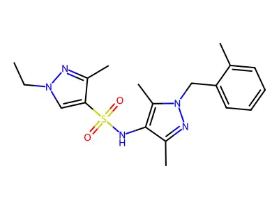 N-[3,5-dimethyl-1-(2-methylbenzyl)-1H-pyrazol-4-yl]-1-ethyl-3-methyl-1H-pyrazole-4-sulfonamide structure