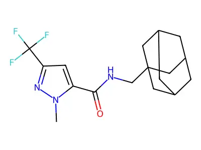N-(1-adamantylmethyl)-2-methyl-5-(trifluoromethyl)pyrazole-3-carboxamide structure