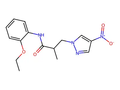 N-(2-ethoxyphenyl)-2-methyl-3-(4-nitropyrazol-1-yl)propanamide structure