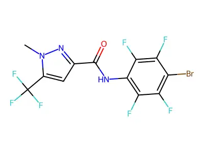 N-(4-bromo-2,3,5,6-tetrafluorophenyl)-1-methyl-5-(trifluoromethyl)-1H-pyrazole-3-carboxamide structure