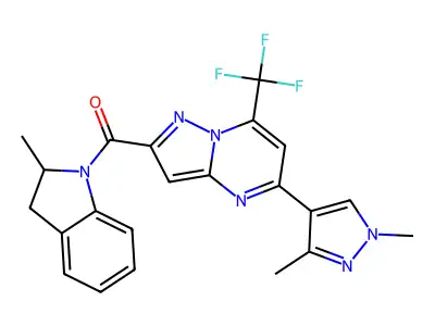 [5-(1,3-dimethyl-1H-pyrazol-4-yl)-7-(trifluoromethyl)pyrazolo[1,5-a]pyrimidin-2-yl](2-methyl-2,3-dihydro-1H-indol-1-yl)methanone structure