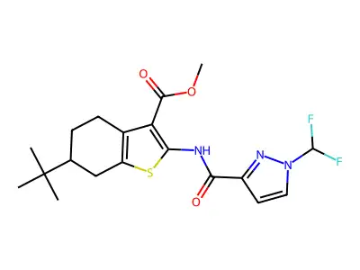 METHYL 6-(TERT-BUTYL)-2-({[1-(DIFLUOROMETHYL)-1H-PYRAZOL-3-YL]CARBONYL}AMINO)-4,5,6,7-TETRAHYDRO-1-BENZOTHIOPHENE-3-CARBOXYLATE structure