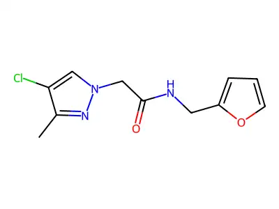 2-(4-chloro-3-methylpyrazol-1-yl)-N-(furan-2-ylmethyl)acetamide structure