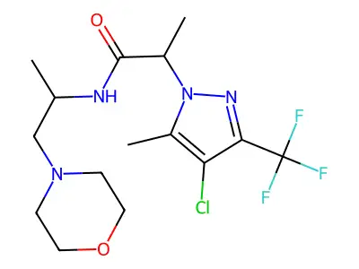 2-[4-chloro-5-methyl-3-(trifluoromethyl)-1H-pyrazol-1-yl]-N-[1-(morpholin-4-yl)propan-2-yl]propanamide structure
