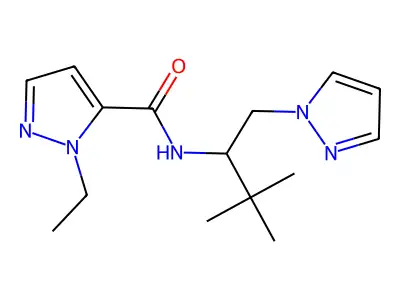 N-[2,2-Dimethyl-1-(1H-pyrazol-1-ylmethyl)propyl]-1-ethyl-1H-pyrazole-5-carboxamide structure