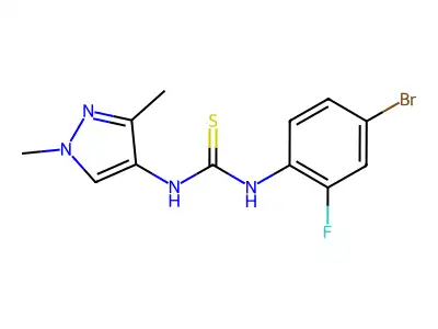 N-(4-Bromo-2-fluorophenyl)-N'-(1,3-dimethyl-1H-pyrazol-4-yl)thiourea structure
