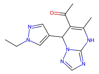 1-(7-(1-ethyl-1H-pyrazol-4-yl)-5-methyl-4,7-dihydro-[1,2,4]triazolo[1,5-a]pyrimidin-6-yl)ethanone structure