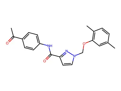 N-(4-acetylphenyl)-1-[(2,5-dimethylphenoxy)methyl]pyrazole-3-carboxamide structure