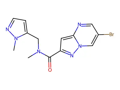 6-bromo-N-methyl-N-[(1-methyl-1H-pyrazol-5-yl)methyl]pyrazolo[1,5-a]pyrimidine-2-carboxamide structure