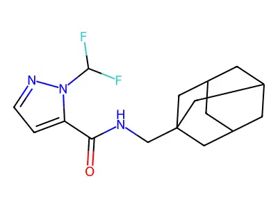 N-(1-adamantylmethyl)-2-(difluoromethyl)pyrazole-3-carboxamide structure
