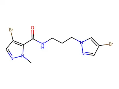 4-bromo-N-[3-(4-bromopyrazol-1-yl)propyl]-2-methylpyrazole-3-carboxamide structure
