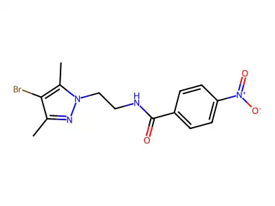 N-[2-(4-bromo-3,5-dimethylpyrazol-1-yl)ethyl]-4-nitrobenzamide structure