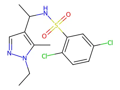 2,5-dichloro-N-[1-(1-ethyl-5-methylpyrazol-4-yl)ethyl]benzenesulfonamide structure