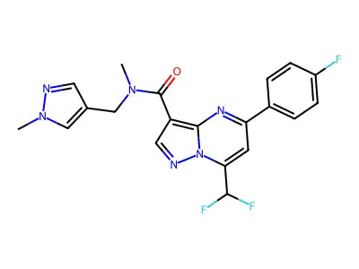 7-(difluoromethyl)-5-(4-fluorophenyl)-N-methyl-N-[(1-methyl-1H-pyrazol-4-yl)methyl]pyrazolo[1,5-a]pyrimidine-3-carboxamide structure
