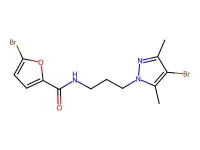 5-bromo-N-[3-(4-bromo-3,5-dimethylpyrazol-1-yl)propyl]furan-2-carboxamide structure