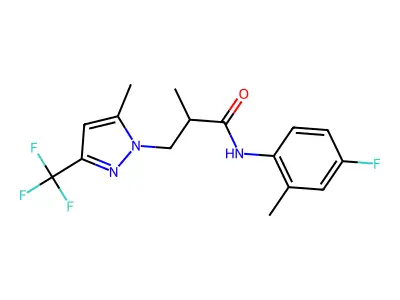 N-(4-fluoro-2-methylphenyl)-2-methyl-3-[5-methyl-3-(trifluoromethyl)pyrazol-1-yl]propanamide structure