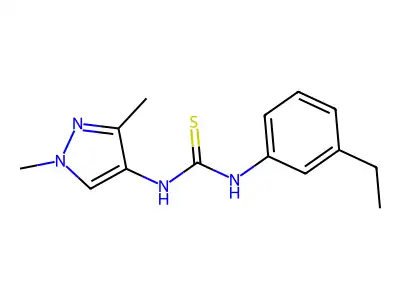 1-(1,3-Dimethylpyrazol-4-yl)-3-(3-ethylphenyl)thiourea structure