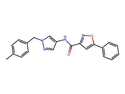 N-[1-[(4-methylphenyl)methyl]pyrazol-4-yl]-5-phenyl-1,2-oxazole-3-carboxamide structure