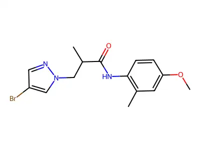 3-(4-bromopyrazol-1-yl)-N-(4-methoxy-2-methylphenyl)-2-methylpropanamide structure