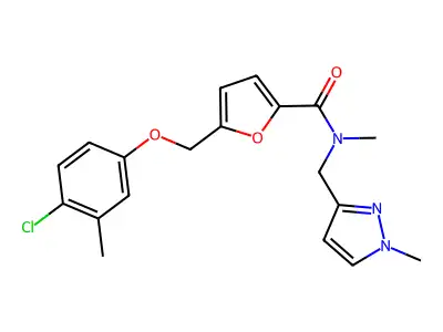 5-[(4-chloro-3-methylphenoxy)methyl]-N-methyl-N-[(1-methylpyrazol-3-yl)methyl]furan-2-carboxamide structure