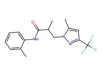 2-methyl-N-(2-methylphenyl)-3-[5-methyl-3-(trifluoromethyl)pyrazol-1-yl]propanamide structure