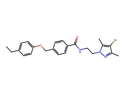 N-[2-(4-bromo-3,5-dimethyl-1H-pyrazol-1-yl)ethyl]-4-[(4-ethylphenoxy)methyl]benzamide structure