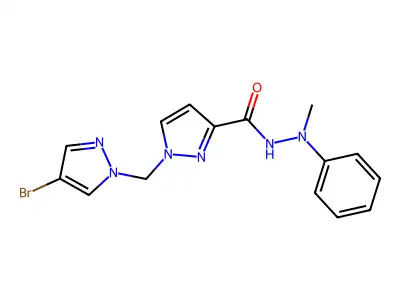 1-[(4-bromo-1H-pyrazol-1-yl)methyl]-N'-methyl-N'-phenyl-1H-pyrazole-3-carbohydrazide structure