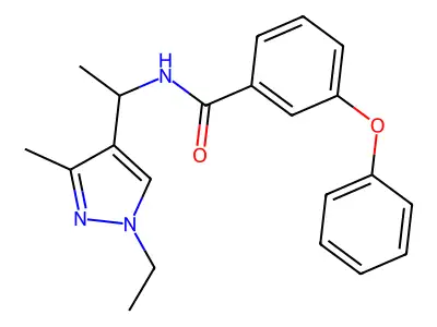 N-[1-(1-ethyl-3-methylpyrazol-4-yl)ethyl]-3-phenoxybenzamide structure