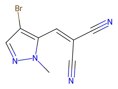 [(4-bromo-1-methyl-1H-pyrazol-5-yl)methylidene]propanedinitrile structure