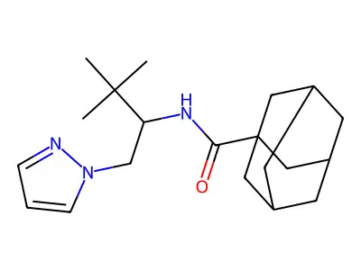 N-(3,3-dimethyl-1-pyrazol-1-ylbutan-2-yl)adamantane-1-carboxamide structure